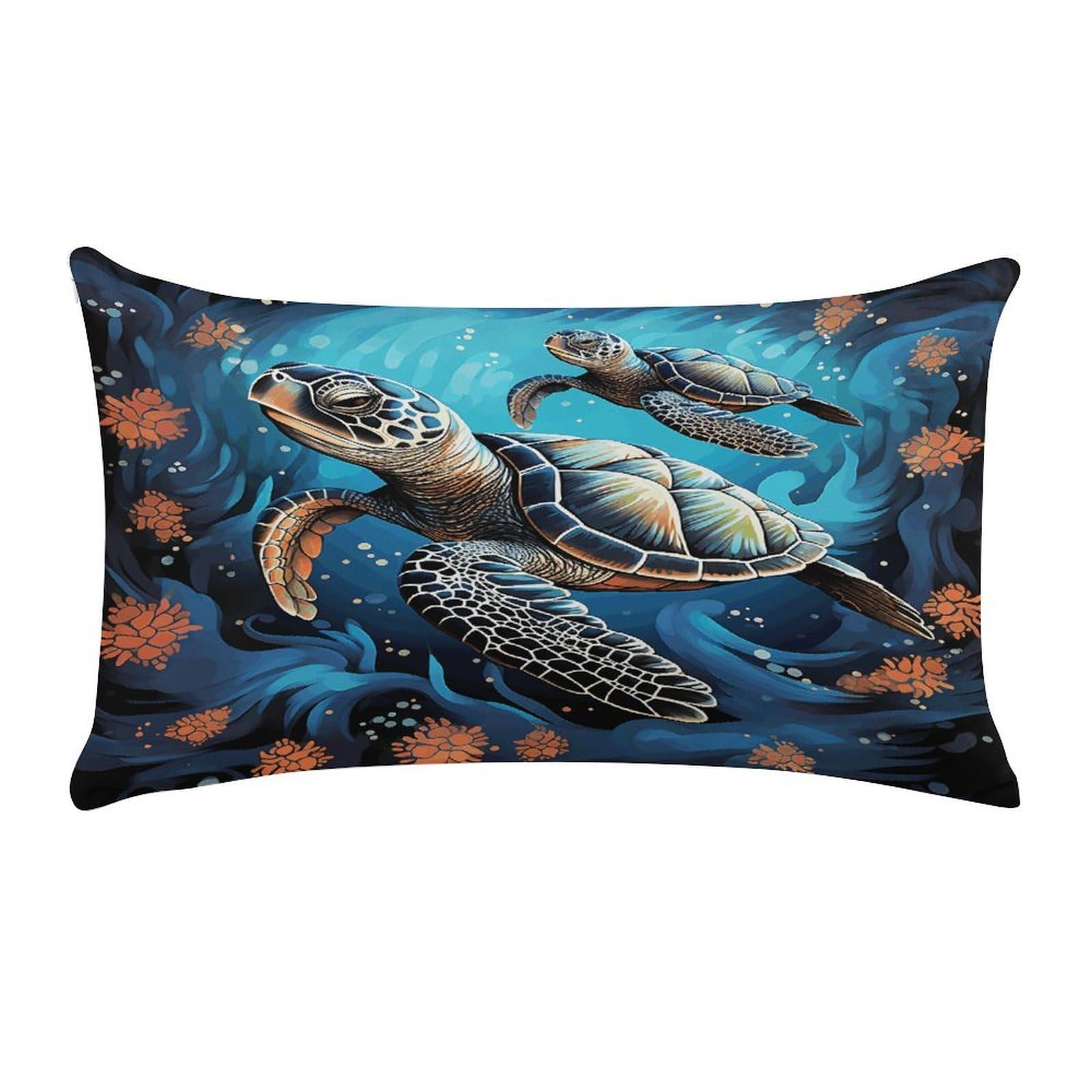 Adfgyerh Style Sea Turtle Boho Pillow Covers，20X12inch,Invisible Zipper Design，Throw Pillow Cover,Short Plush，Ultra-Soft Fabric On Both Sides Home Decor，For Home Sofa Couch