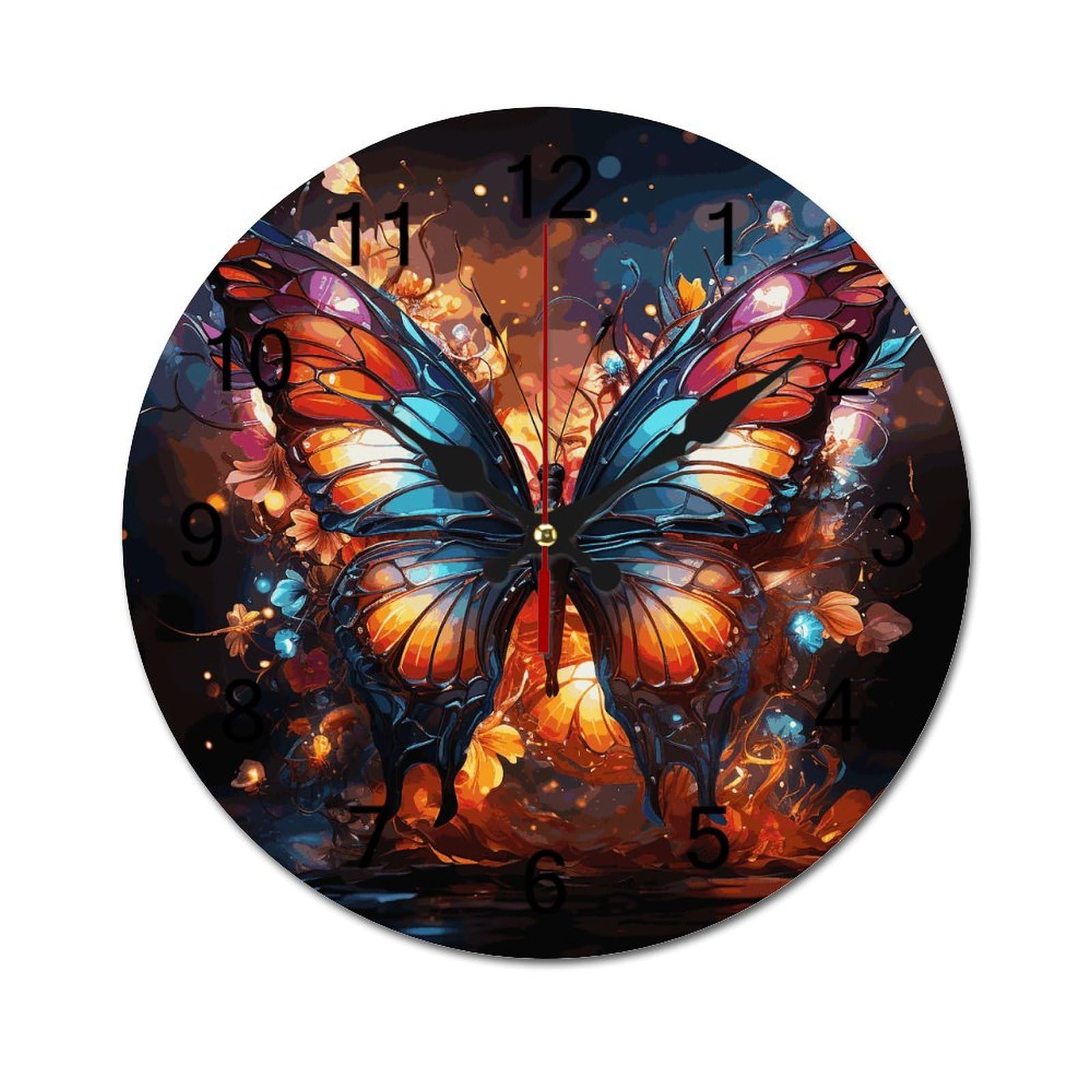 Horloge murale silencieuse sans tic-tac de 25,4 cm avec décors de papillons