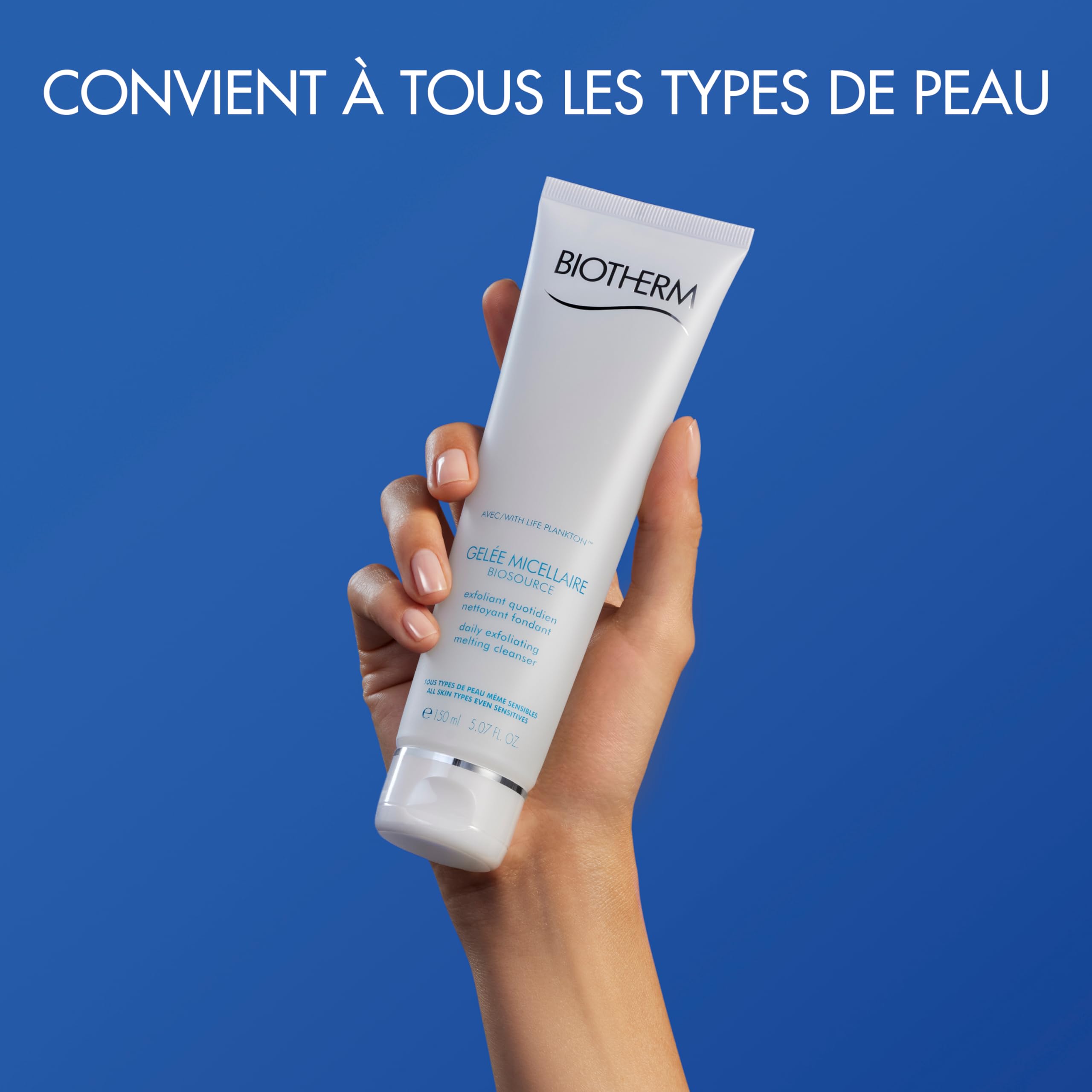 Biotherm, Biosource Gelée Micellaire Nettoyante, Élimine les Impurtées, Peau Radieuse, Enrichi en Biotech Plankton et L. Saccharina Algue Dorée, Tous Types de Peau, 150 ml