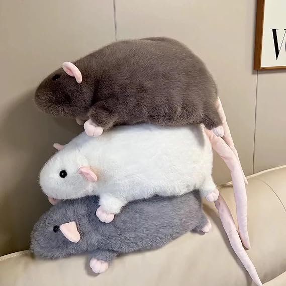 Chonky Rat Plushie Cute Simulation Jumbo Rat Plush Pillow Soft Stuffed Animal Lifelike Rat Stuffed Animal Model Doll for Birthday Christmas Decoration and Doll Gift (Brown)