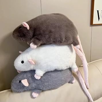 Chonky Rat Plushie Cute Simulation Jumbo Rat Plush Pillow Soft Stuffed Animal Lifelike Rat Stuffed Animal Model Doll for Birthday Christmas Decoration and Doll Gift (Brown)