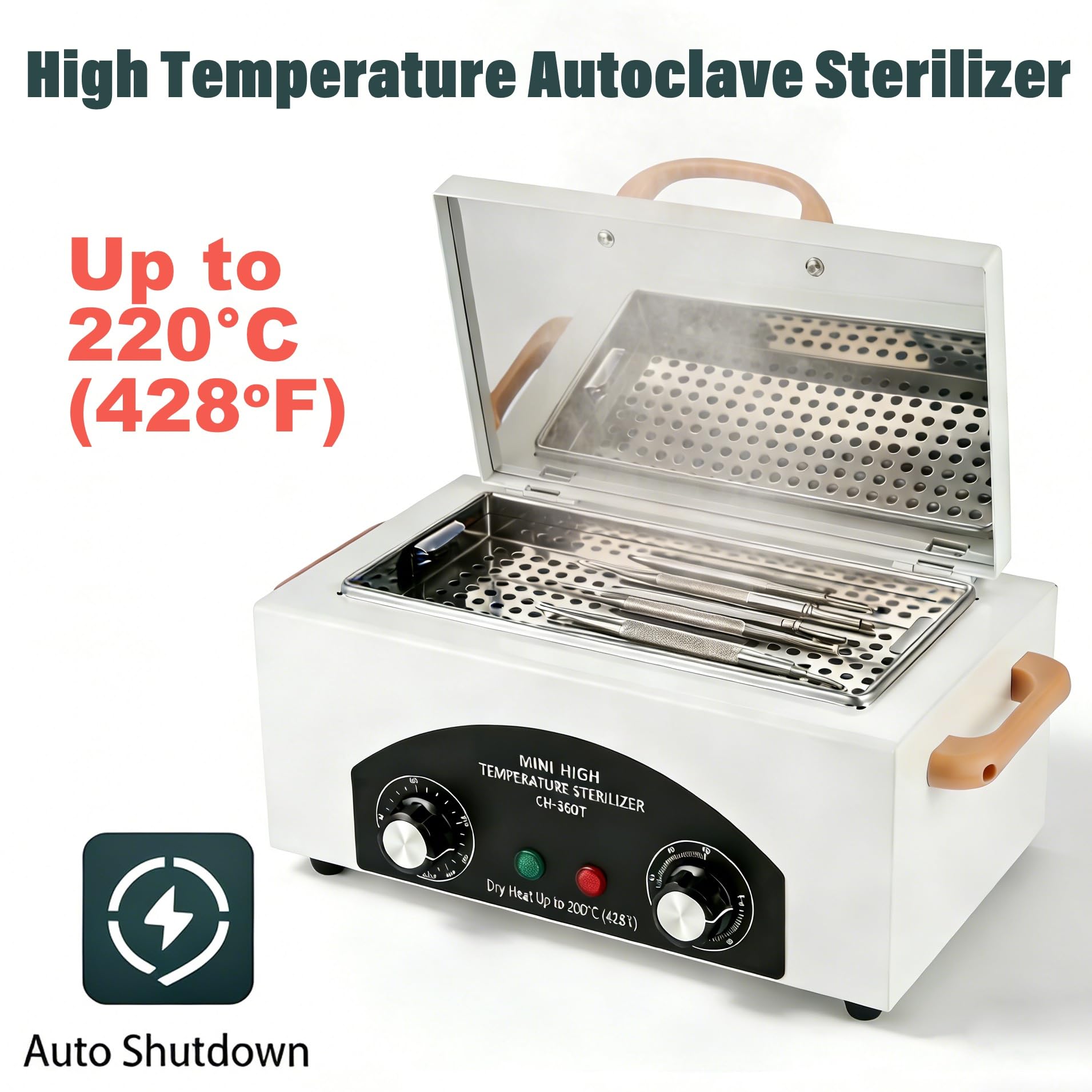 Esterilizador de alta temperatura, esterilizador de uñas con calor seco para herramientas de uñas, gabinete portátil para desinfectar herramientas, caja de limpieza eléctrica para este