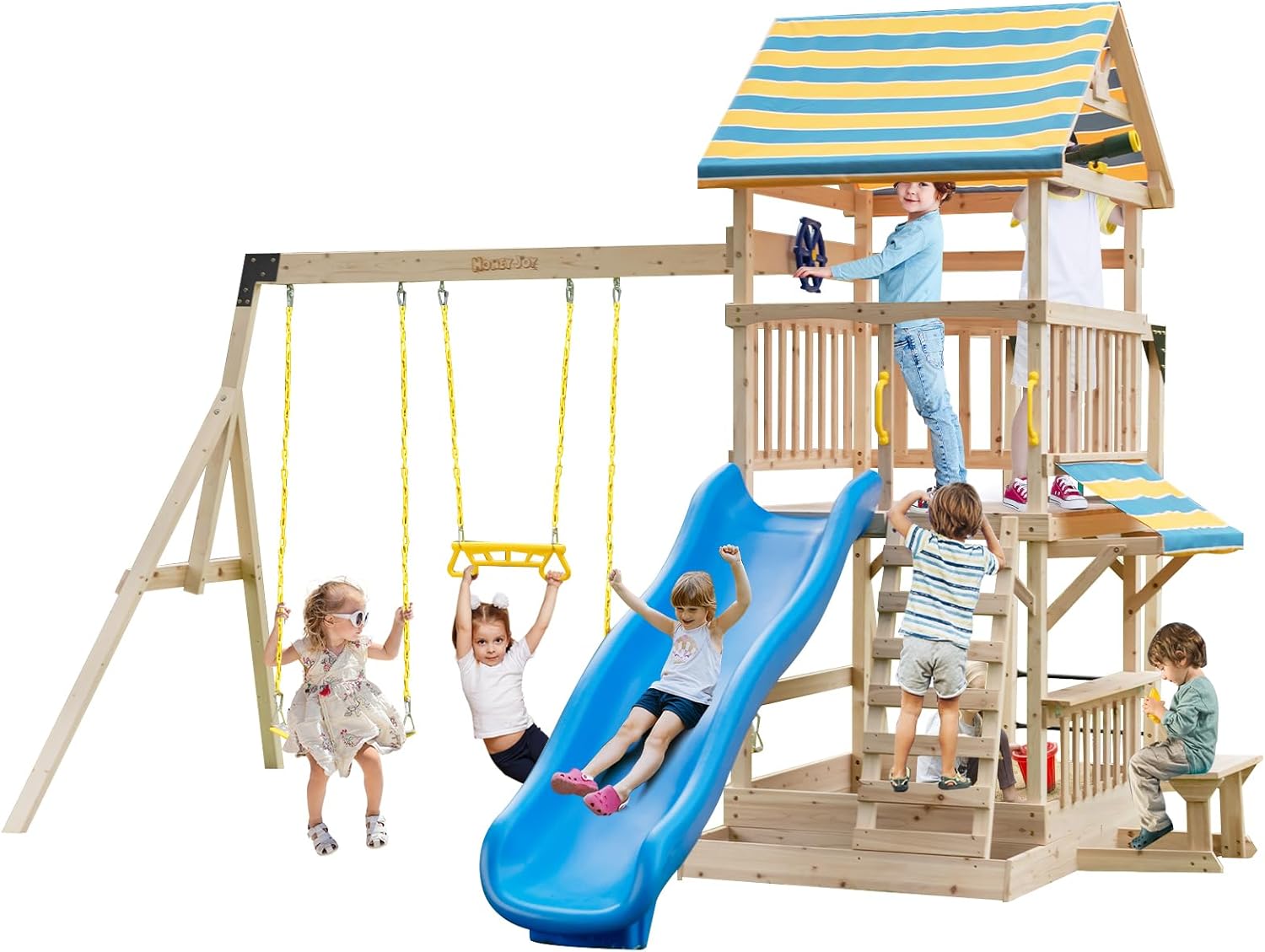 Costzon Wooden Swing Set for Backyard, All Solid Fir