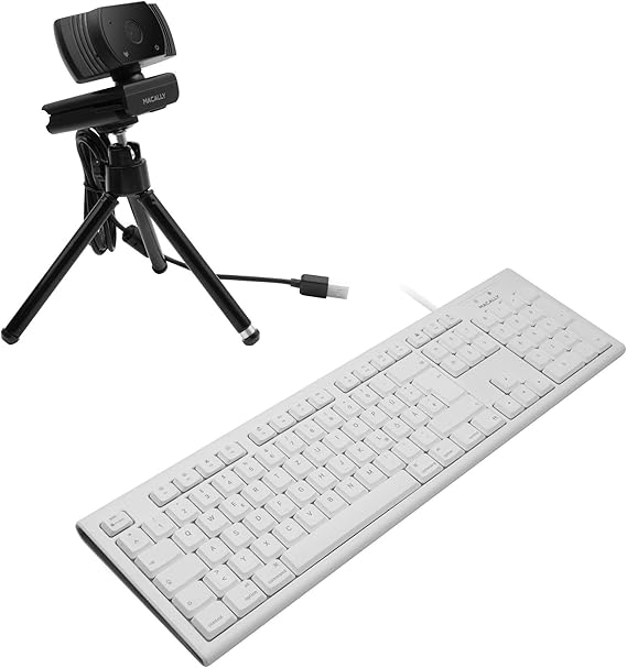 Macally Classic Mac Keyboard and a 1080P Webcam with Tripod & Built-in Microphone,
