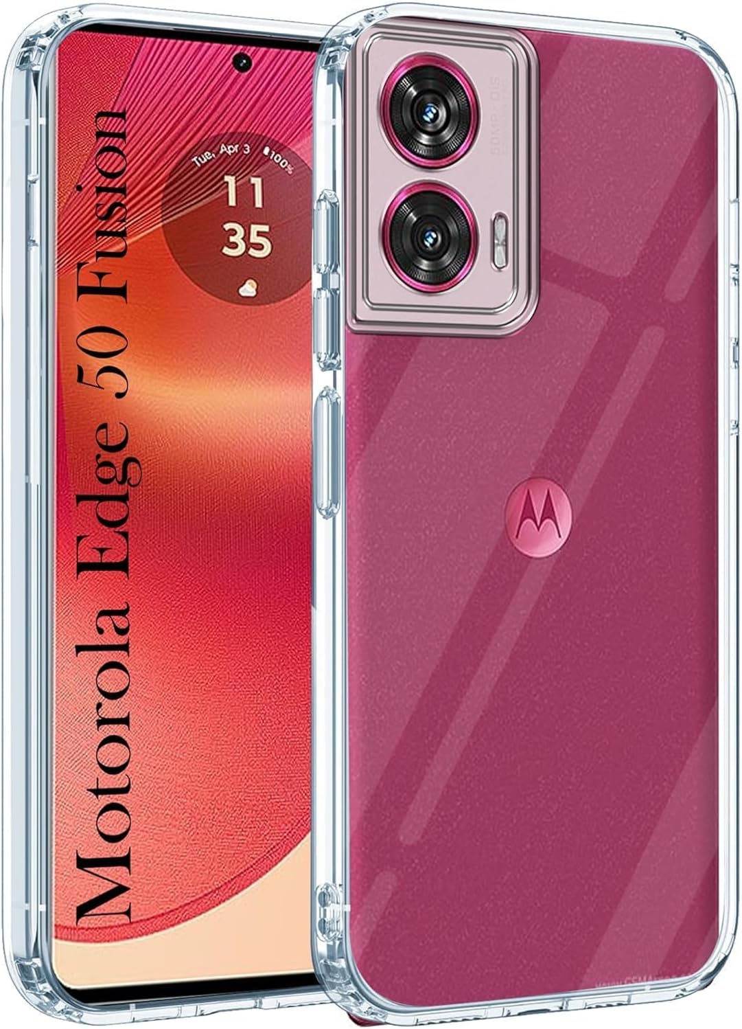 Amazon Brand - Solimo Back Cover Case for Motorola Edge 50 Fusion 5G | 360 Degree Protection | Transparent Back Cover for Moto Edge 50 Fusion 5G (PC & TPU, Transparent Bumper)
