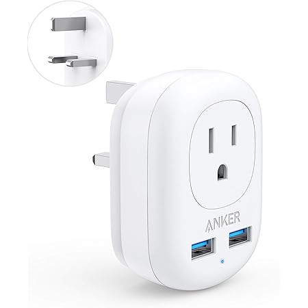 Anker UK Travel Adapter, PowerExtend USB Plug International Power Adapter with 2 USB and 1 Outlet, US to British England Scotland Ireland London Hong Kong