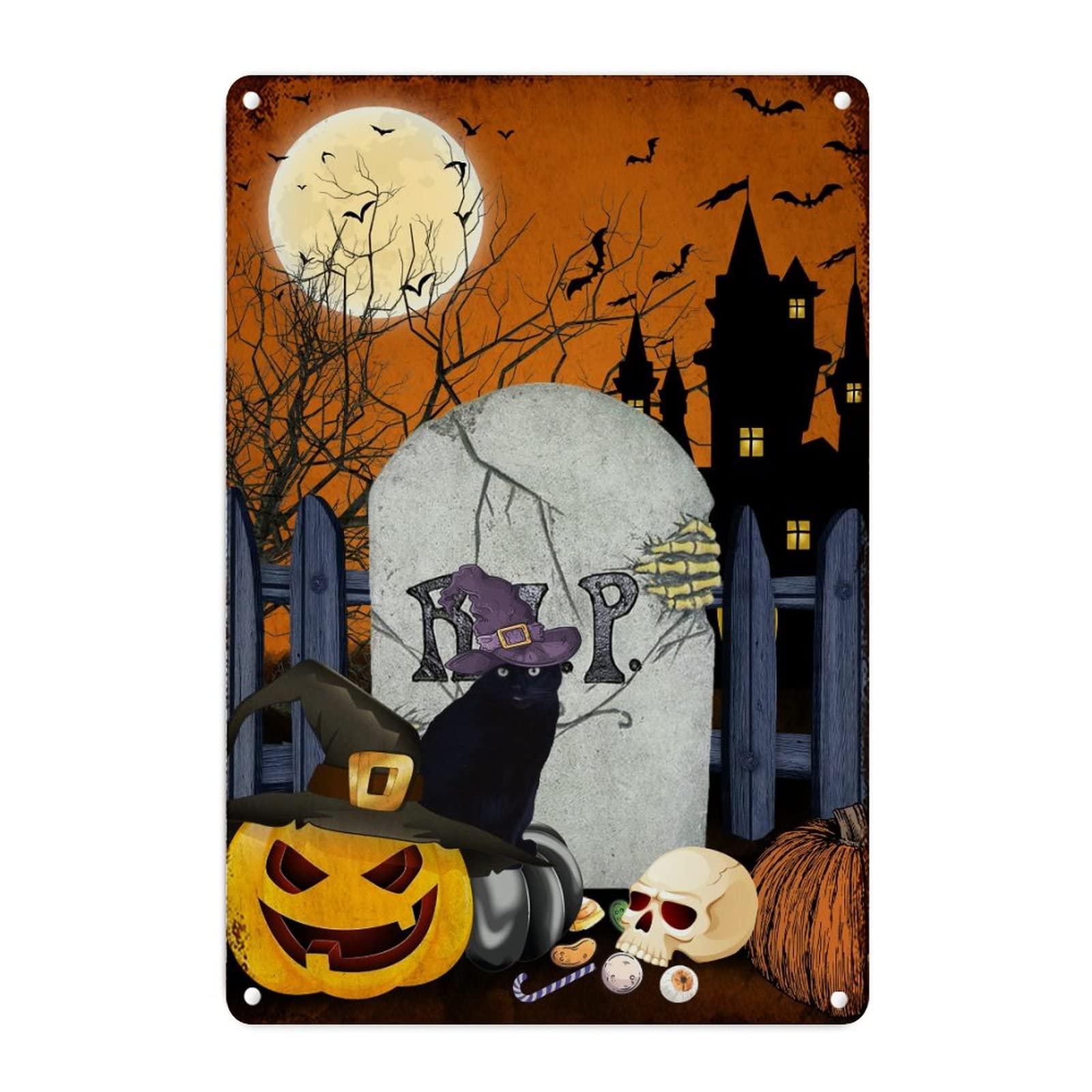 Décoration d'intérieur Halloween vintage en aluminium résistant Spooky