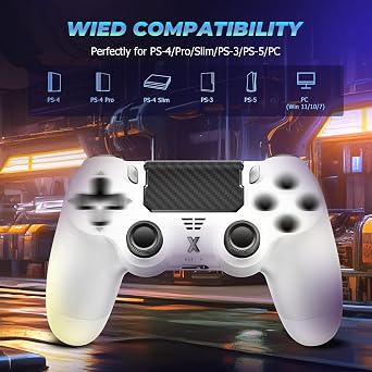 Hycago 2 Pack Wireless Controller for PS-4/Pro/Slim/PC, Bluetooth Gamepad with Dual Vibration, Touch Panel, Upgraded Six-Axis Sensor & 3.5mm Audio Jack,Ergonomic
