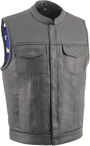 Miniatura 1 de Milwaukee Leather Chaleco de cuero premium para motociclistas estilo club clásico para hombre  MLM