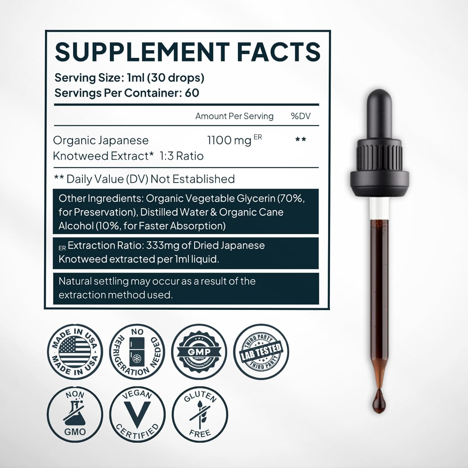 Zenmen Japanese Knotweed Premium Resveratrol USDA 3rd Party Tested Tincture 60ml/2.32 Oz - 1:3 Clinical Strength Ratio - Tick Wellness Aid and Immune Support Supplement - Made in The USA - Image 3