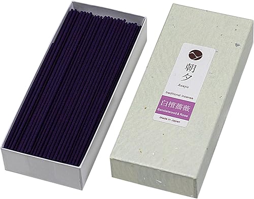 Asayu Japan Varillas de incienso de humo tradicional, mezcla de sándalo y rosa (1.41 oz) para meditación nocturna, relajación o yoga, fabricado en