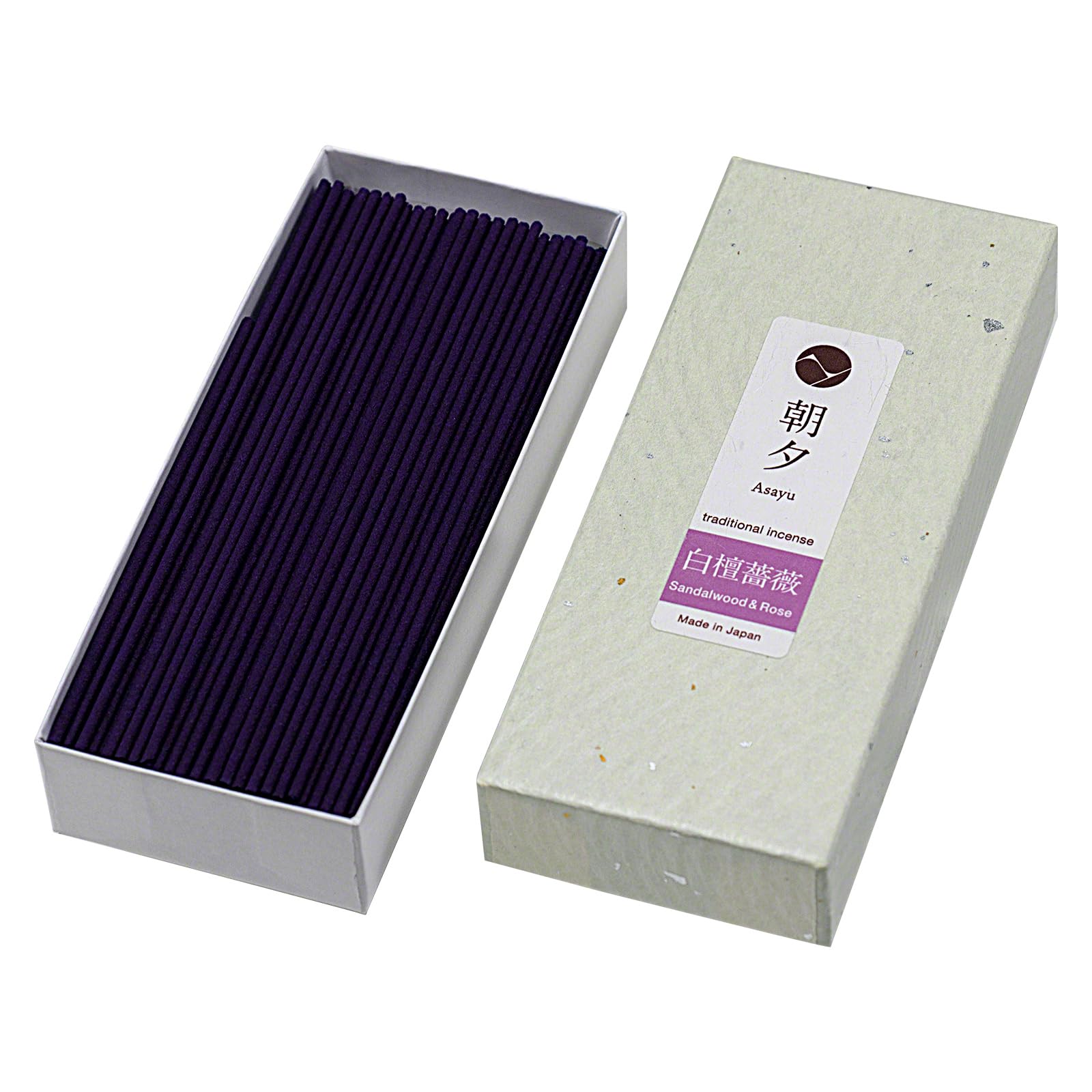 Asayu Japan Traditional Smoke Incense Sticks Sandalwood & Rose Blend Fragrance Scent (40gr) for Evening Meditation, Relax or Yoga, Made in Japan - Sandalwood & Rose Blend