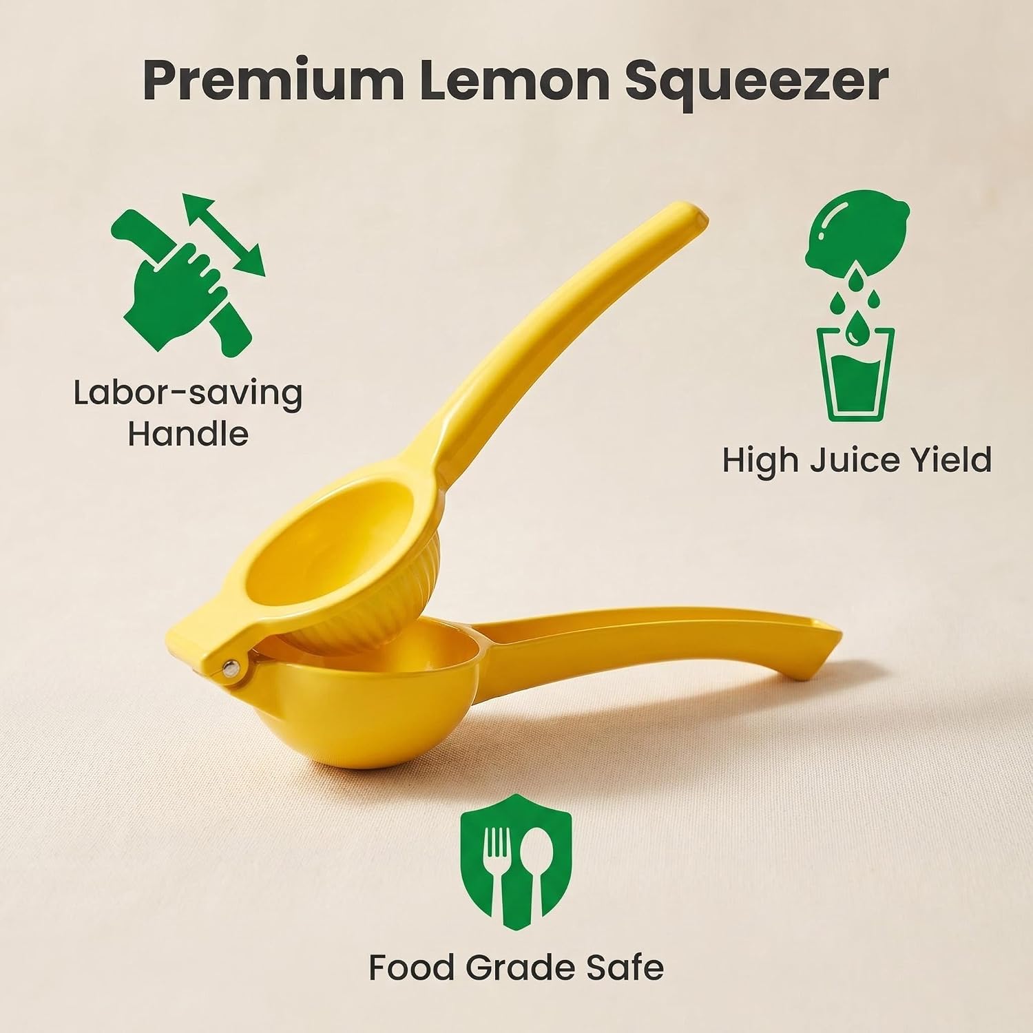 Metal Lemon Squeezer, Aluminum Alloy Citrus Juicer – Lime Squeezer with Pulp Filter for Lemons, Limes & Oranges, Non-Slip Handheld Kitchen Gadget