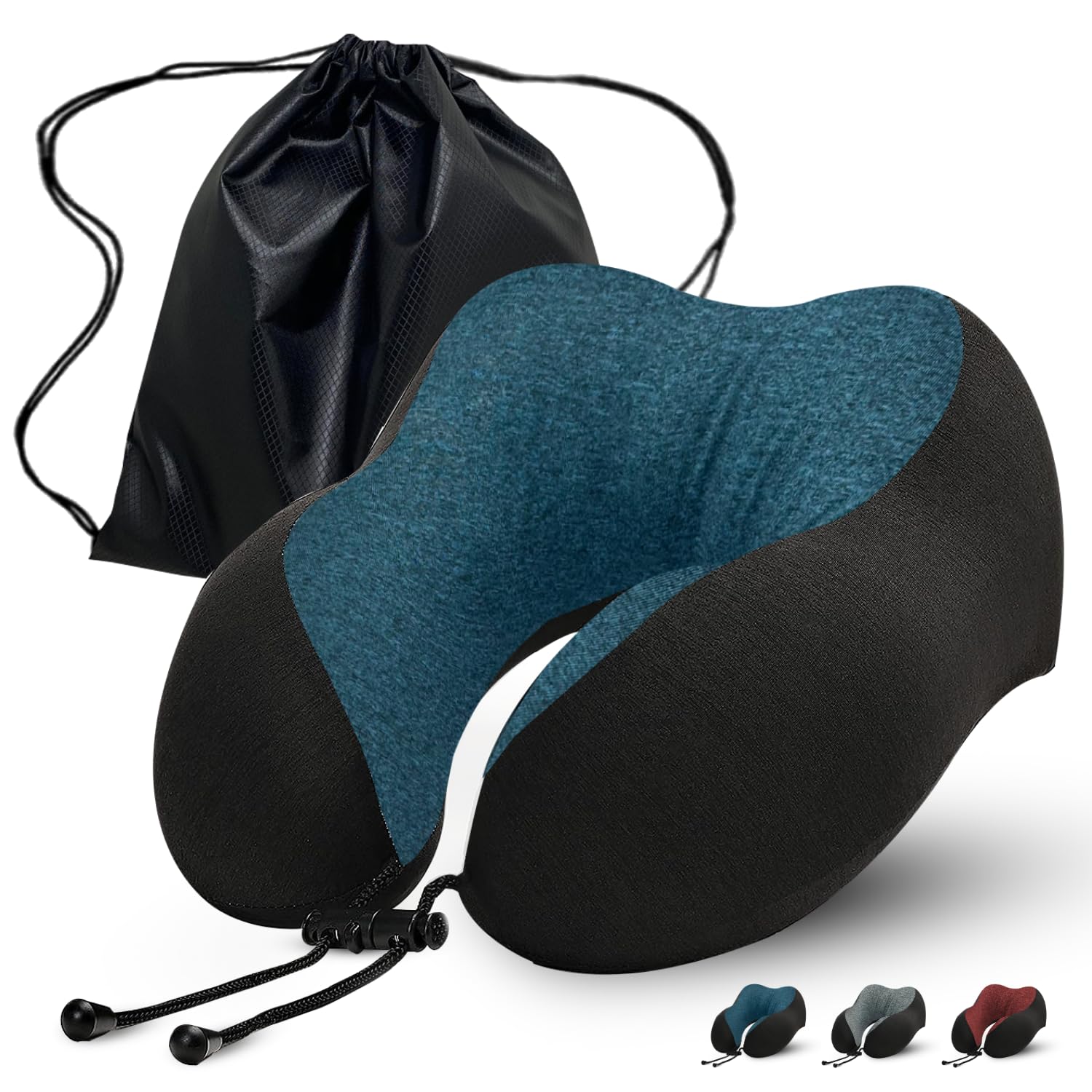 Friends Of Meditation Neck Pillow For Travel, Memory Foam Travel Neck Rest Support Pillow, Travel Pillow For Flights, Train And Car With Travel Bag, Teal, One Size-picture-52