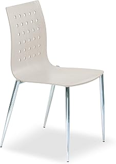 Concepts by Braida Silla Ingrid V586 Design Jan Sabro - Cuerpo cromado y carcasa de haya teñido blanco o negro (blanco) - Pack de 2 sillas