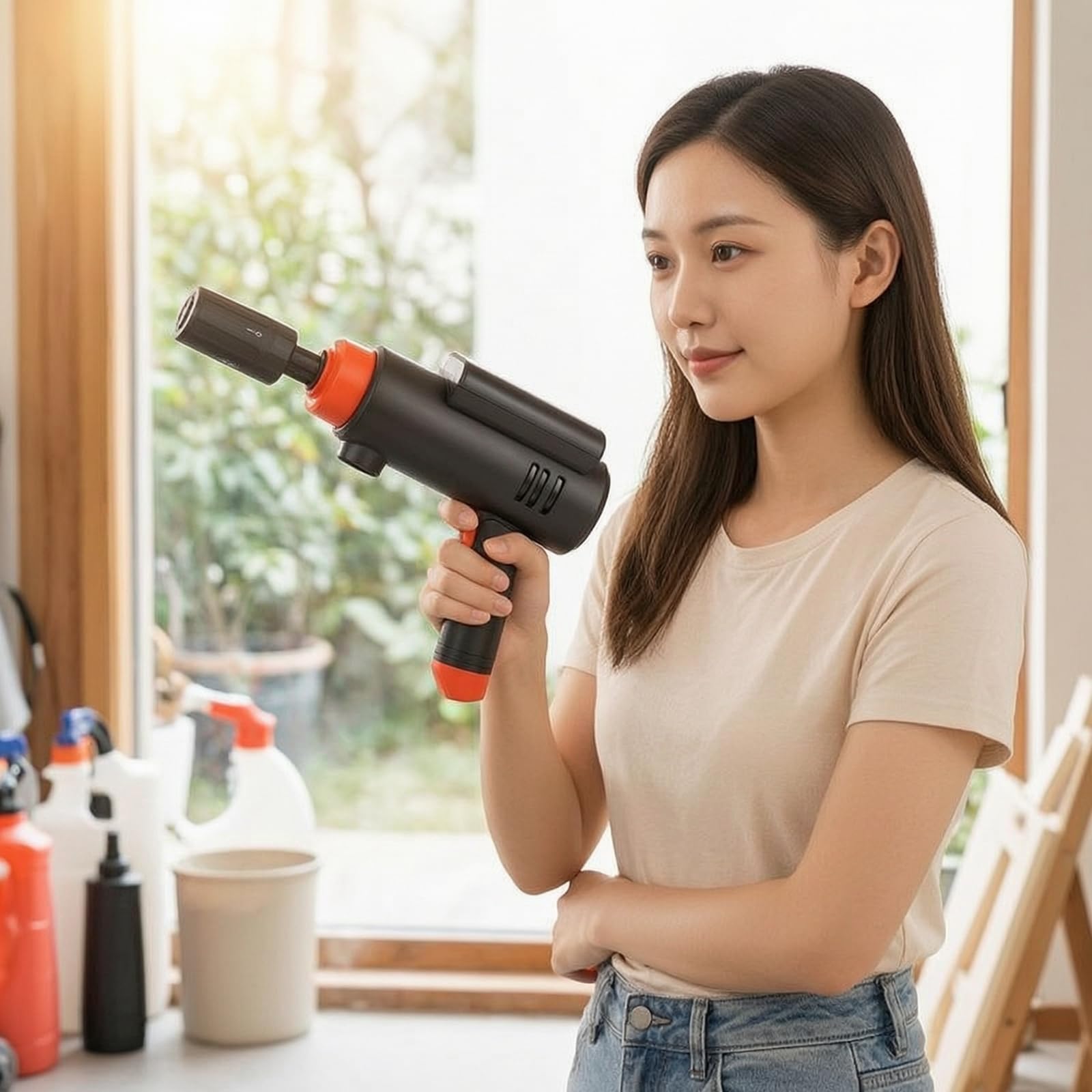 LOVIVER Hidrolavadora con Bomba Agua Hidrolavadora con Pistola Pulverizadora Autocentrante Limpiador para Viajes, 12 V, Gris