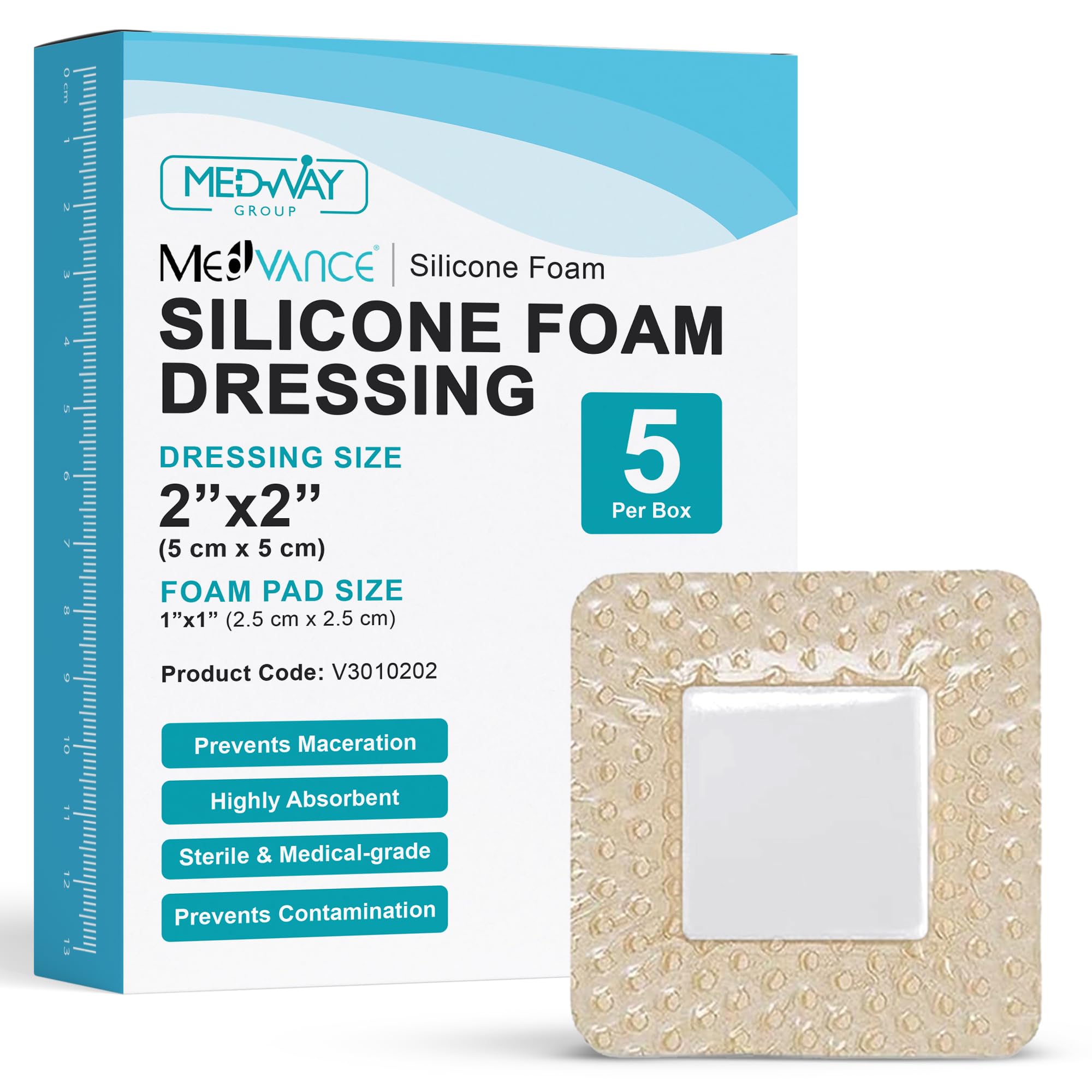 bordered foam dressing 5 Pads Border Sacrum Foam Dressing 7"x7" Silicone Adhesive Box of 5  Dressings