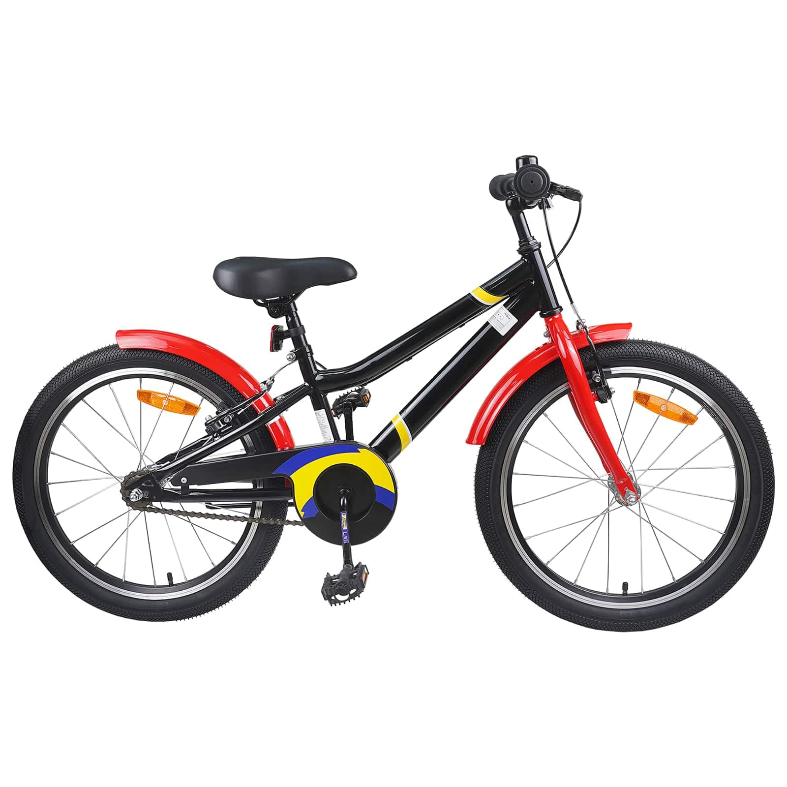vidaXL Bicicletta Bambino 24 Pollici per 8-12 Anni Nero Rosso, Bicicletta Bambino Classica, Bici di Avvio Sicuro, Telaio in Acciaio, Sella Regolabile, Sistema di Frenatura Semplice