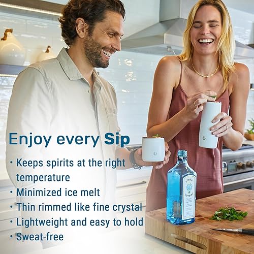 Miniatura 2 de SNOWFOX Vasos de acero inoxidable con aislamiento al vacío de alta calidad, juego de 2, estilo antiguo, vasos de whisky, vasos de bola baja,