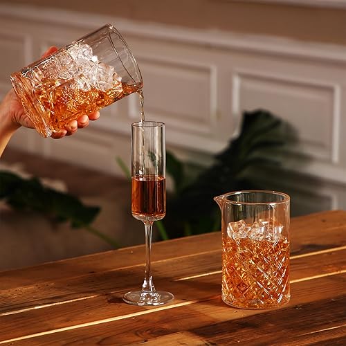 Miniatura 4 de Inbagi 4 vasos mezcladores de cóctel de 23.67 onzas, vaso de cóctel con fondo grueso, vasos de cristal de mezcla estable para bebidas, barman en