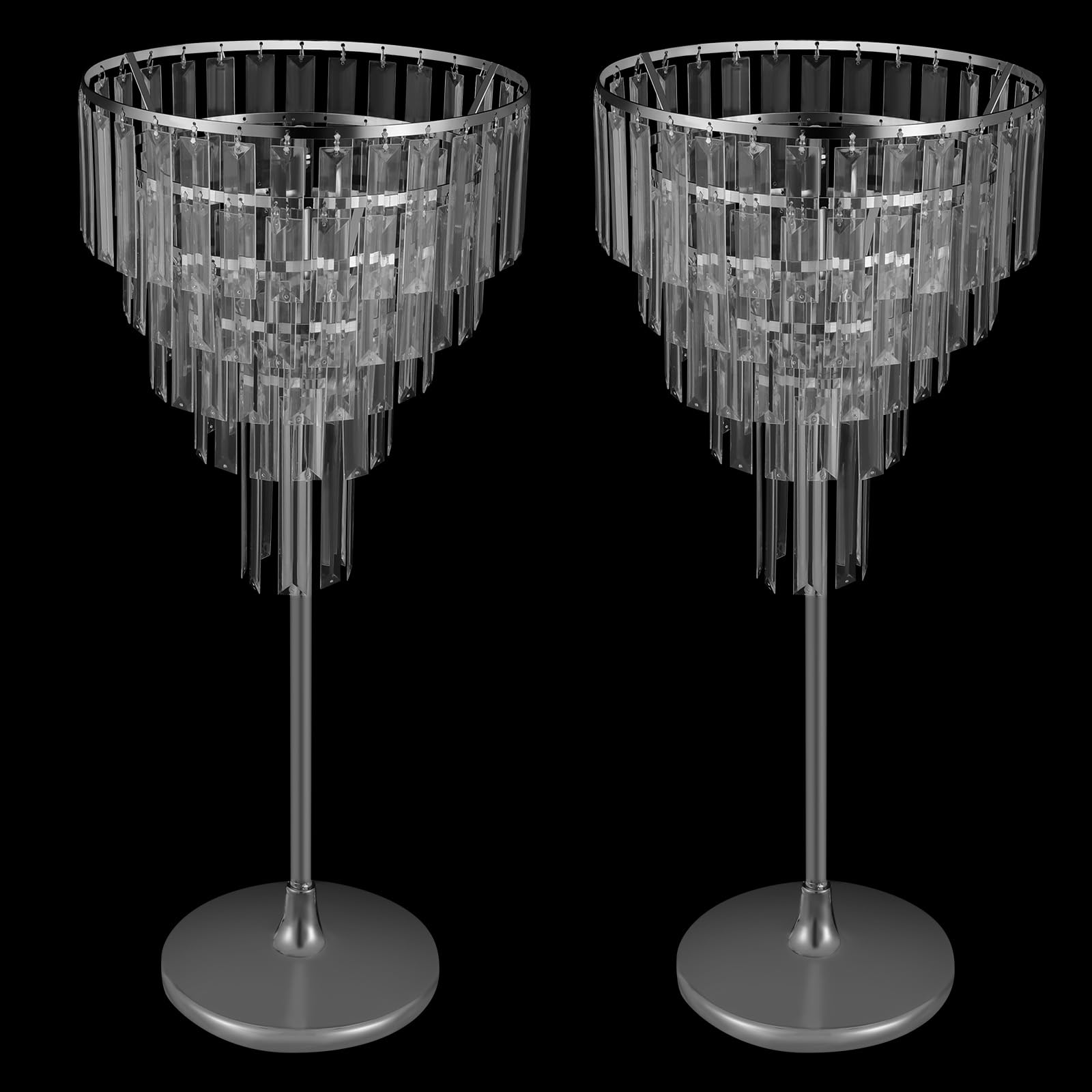 2 x 5-poziomowy stojak na kwiaty weselne, 71 cm wysoki akrylowy kryształowy wazon centralny, srebrny metalowy mały stojak ekspozycyjny na imprezę, wydarzenie, dekorację stołu lub podłogi