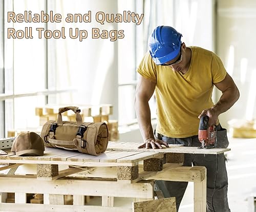 Miniatura 6 de Koolertron - Bolsa de herramientas enrollable, organizador de herramientas resistente al agua con 4 cremalleras, tela Oxford 900D, múltiples