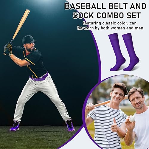 Miniatura 4 de Zhanmai Cinturón de béisbol y calcetines combinados, calcetines de sóftbol ajustables y cinturón elástico en la cintura para jóvenes, niños, niñas y