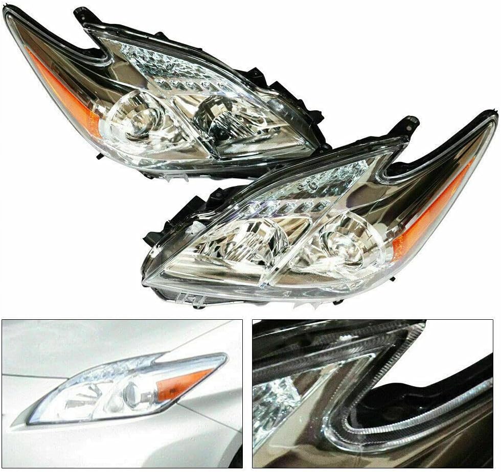 LYNICESHOP Halogen Headlights for 2010-2011 Toyota Prius (Right & Left)