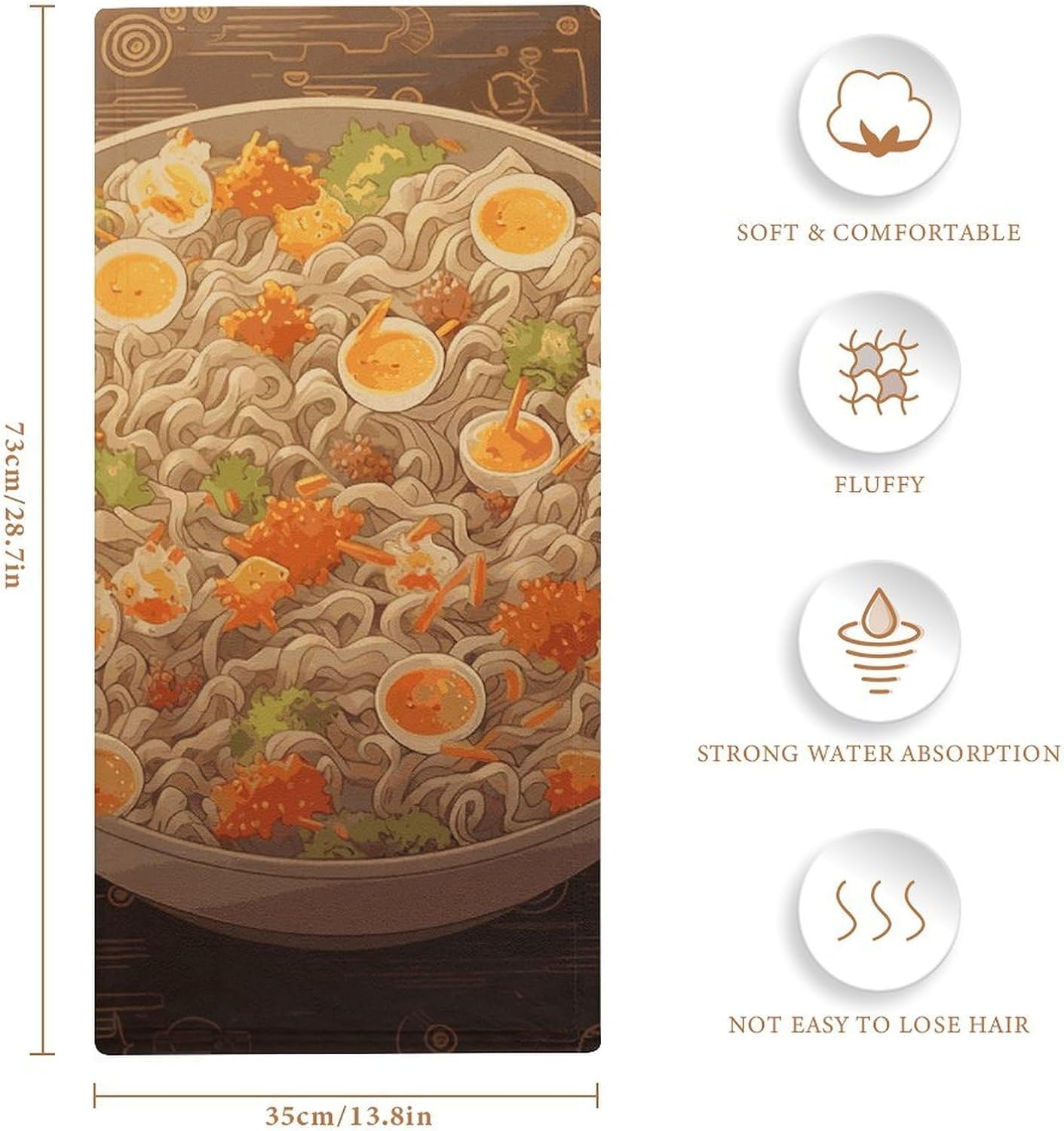Egg Cup Noodle Ramen Towel Soft Lightweight Microfiber Towel Highly Absorbent Quick Drying Towels Male and Female Premium Quality Perfect for Daily Use image 2