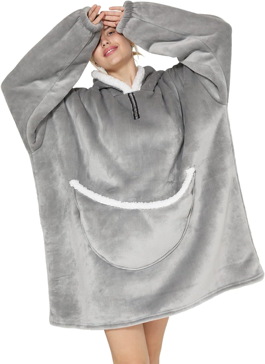 DeserthomeWearable Blanket Hoodie Oversized Hooded Blanket for Adult Women Soft Comfortable Warm Flannel
