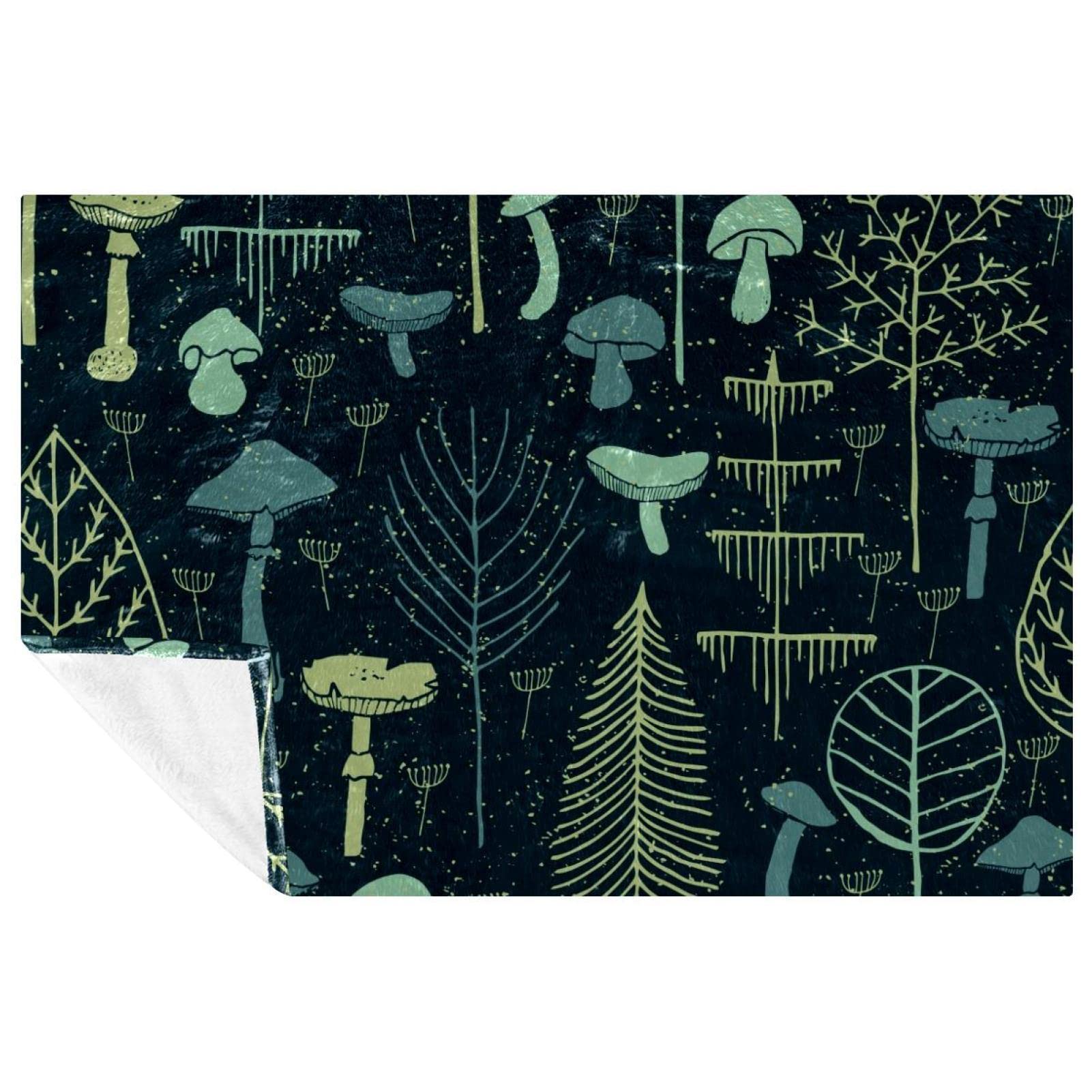 Couverture douce motif champignon 150x100 en textile premium isolant pour lit et canapé