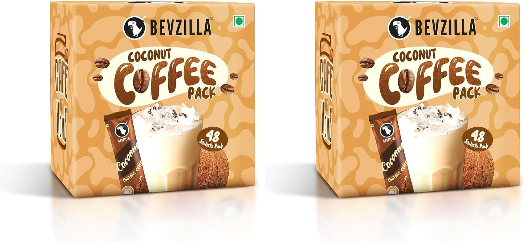 Bevzilla 48 Instant Coffee Powder Sachets (Coconut) - 96 Grams | Makes 48 Cups| Arabica Coffee| Easy To Carry| Best For Espresso, Latte, Cappuccino|Enjoy Hot & Cold Coffee (Pack of 2)-image-24