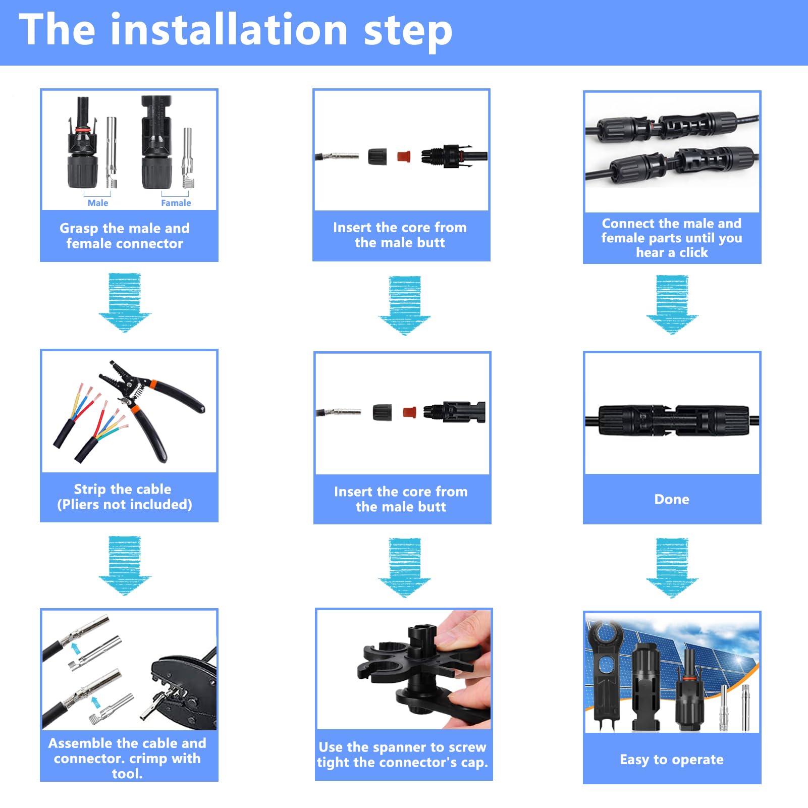 Set Crimpadora Solar para Cables PV 2,5/4/6 mm² con Conectores Fotovoltaicos