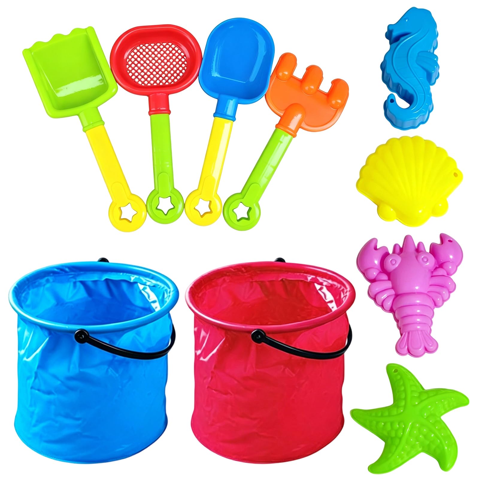 10PCS Bucket and Spade Beach Toy Set for Teens Beach Play Set for Outdoor Activities Durable Beach Toys with Shovels and Molds