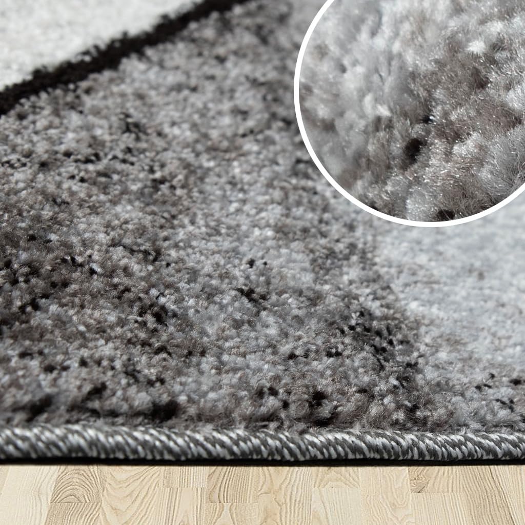 oKu-Tex Bettumrandung Set 3-teilig [67x340 cm | 2 mal 67x140 cm] Roter Bettvorleger, meliert - weicher Kurzflor pflegeleicht - Teppich Schlafzimmer - Modernes geometrisches Design - Deutsche Marke