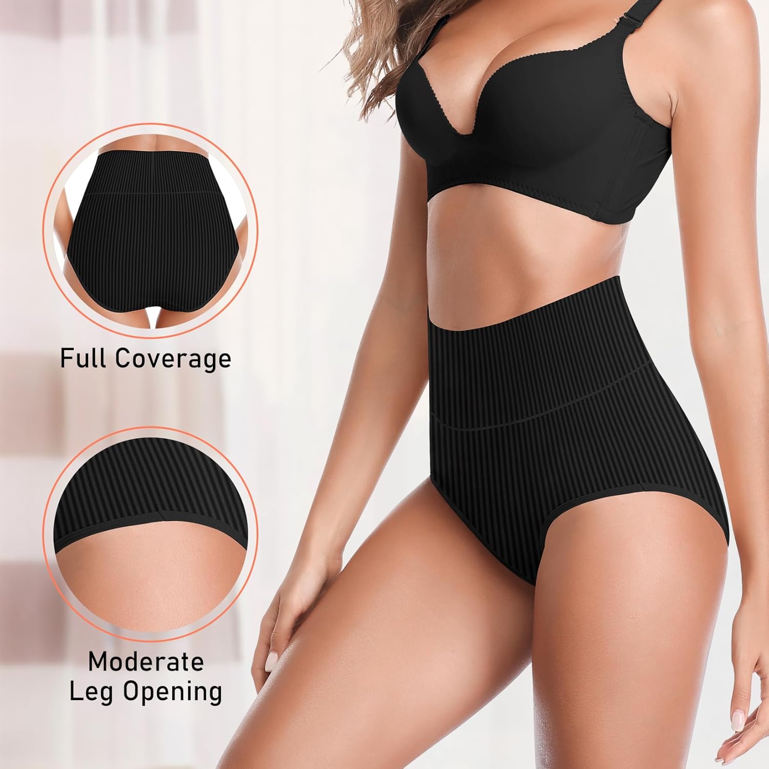 Women's High Waist Cotton Underwear Super Stretchy Briefs Full Coverage Panties Soft Women Panties 5-Pack - Image 4