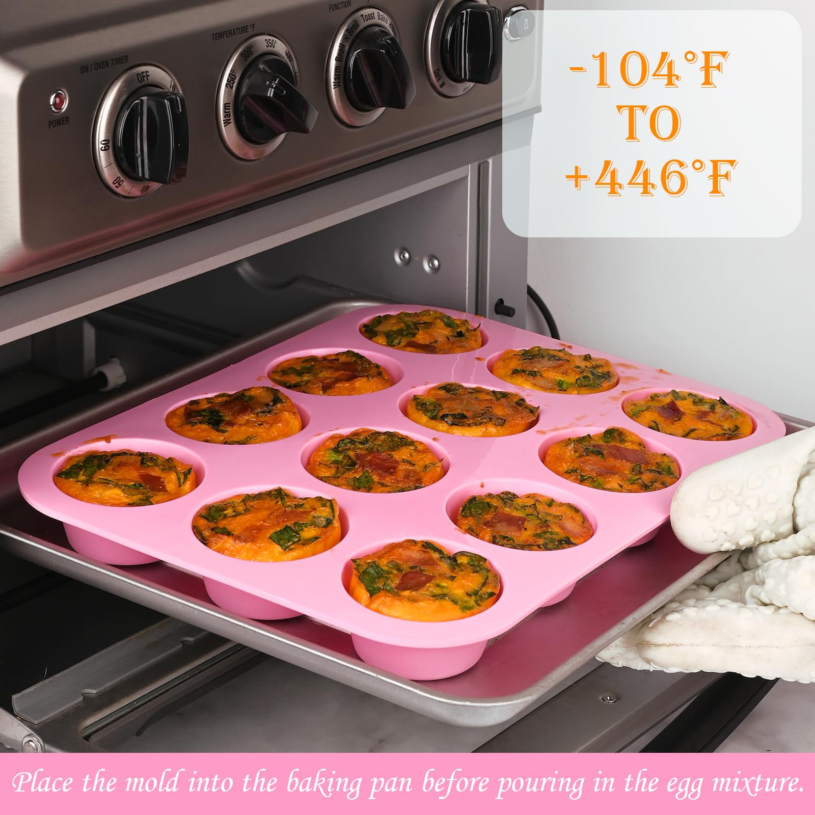 Sakolla Silikon-Muffinform für 12 Cupcakes, antihaftbeschichtet, Muffinformen zum Backen von Kuchen, Torte, Brot, Gelee