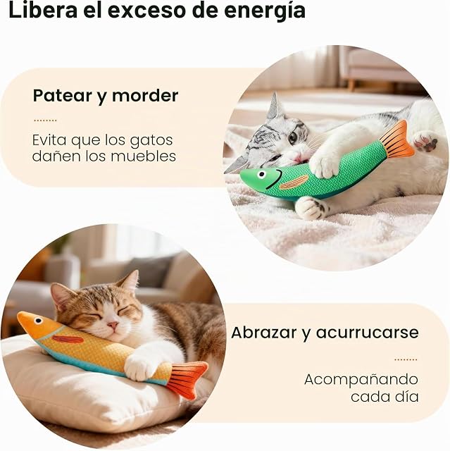 Foto 2 de 7 de X3 Juguetes para Gatos Peces Interactivos Catnip. Set de 3 Peces Juguete Gato Interactivo Divertido. Juguete…