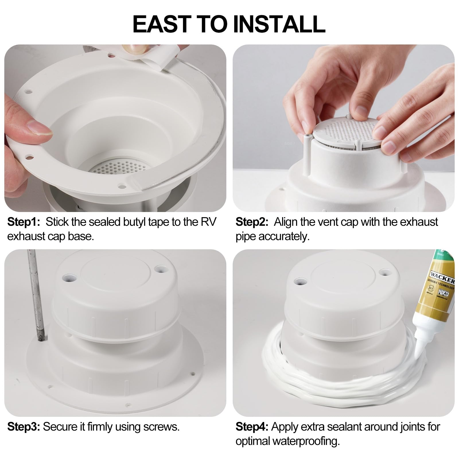 Kit di tappi di sfiato per impianti idraulici in alluminio, copertura per bocchetta fognaria per tetto camper, con schermo, ricambio in metallo per coperture in plastica, tappo per tubo del