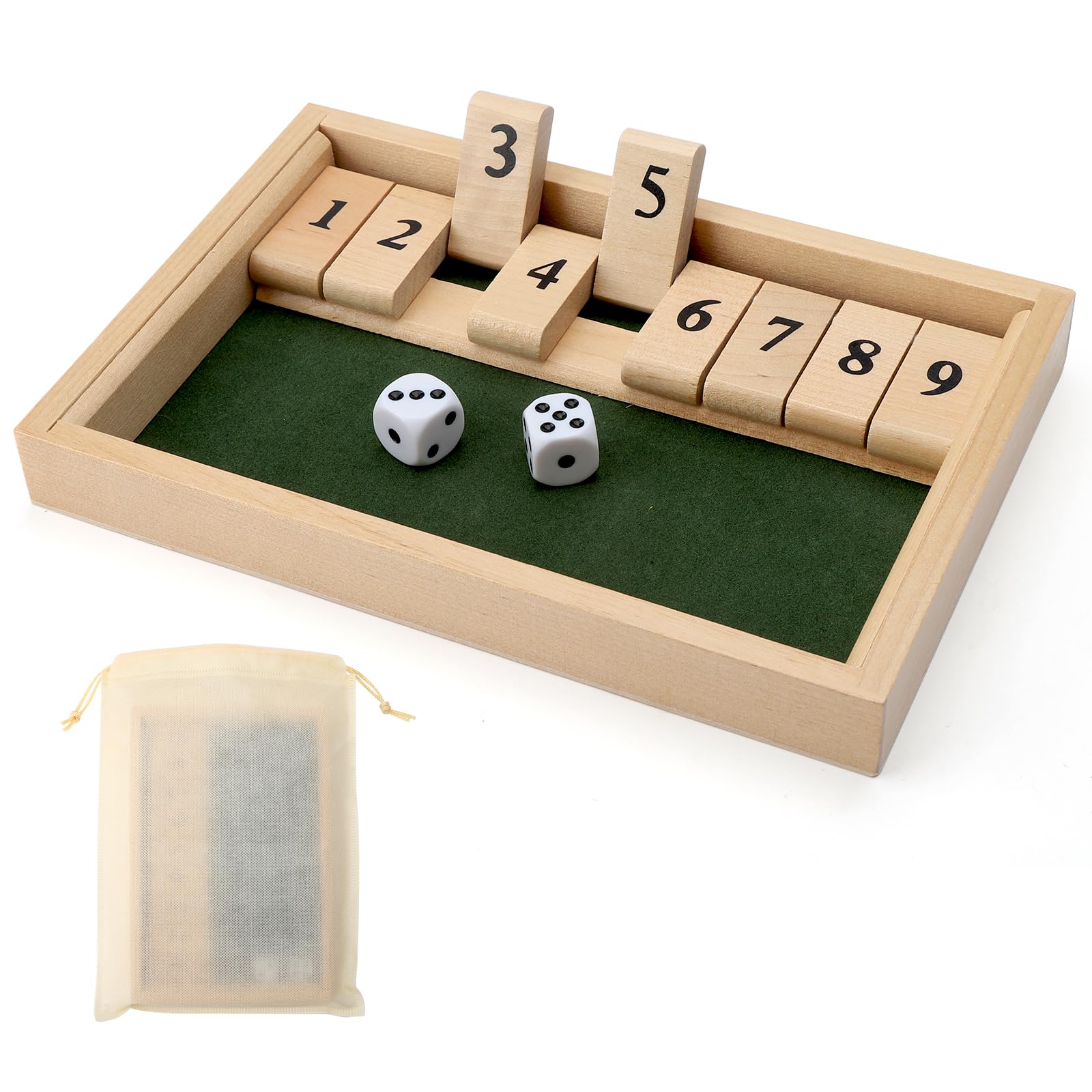 Shut The Box De Madera Para 6 Jugadores | Juego De Dados Clásico | Ideal Para Pub, Familia Y Reuniones Con Amigos
