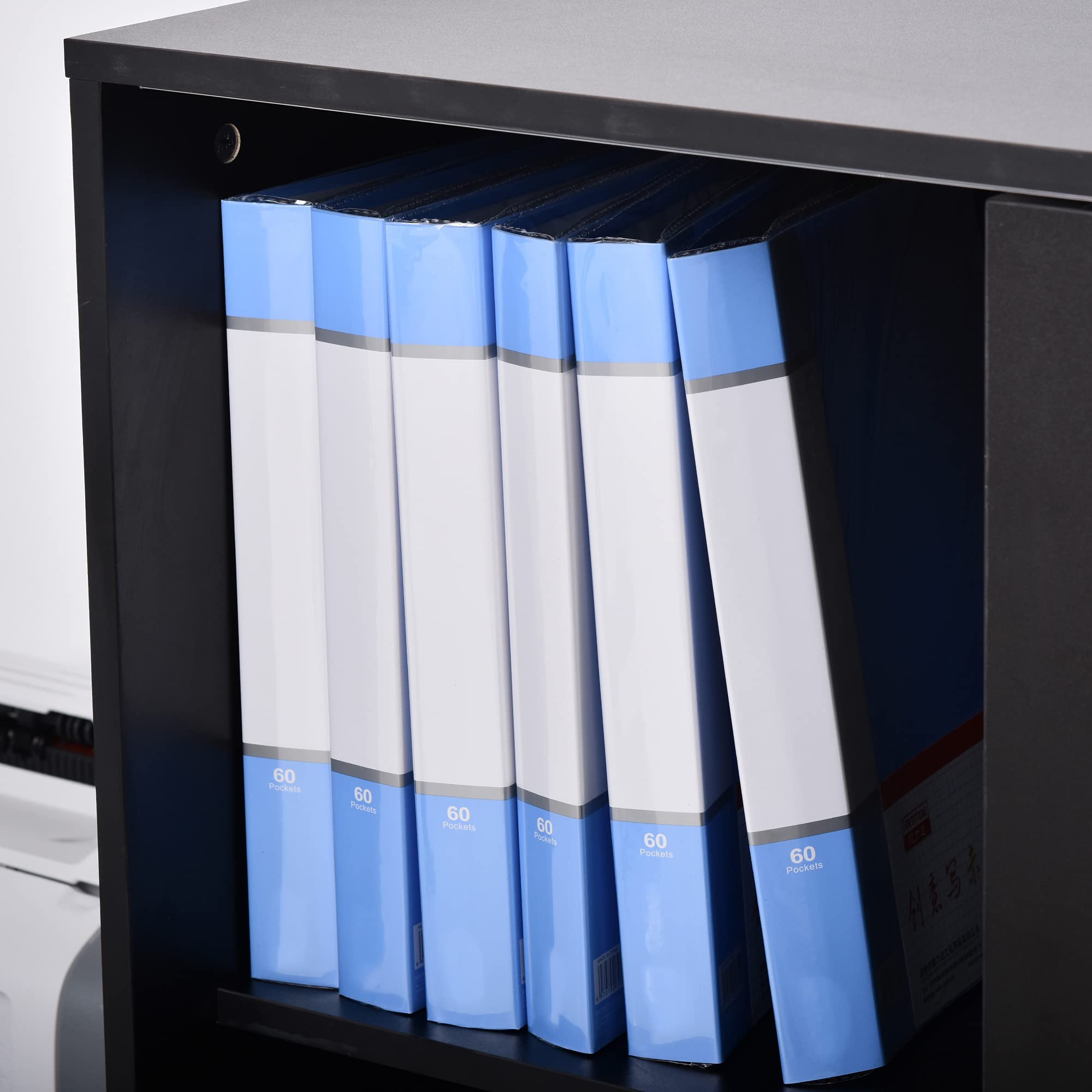 HOMCOM Szafka biurowa Szafa z 2 zamykanymi drzwiami przesuwnymi dim. 80L x 40 l x 120H cm 2 półki panelowe czarne