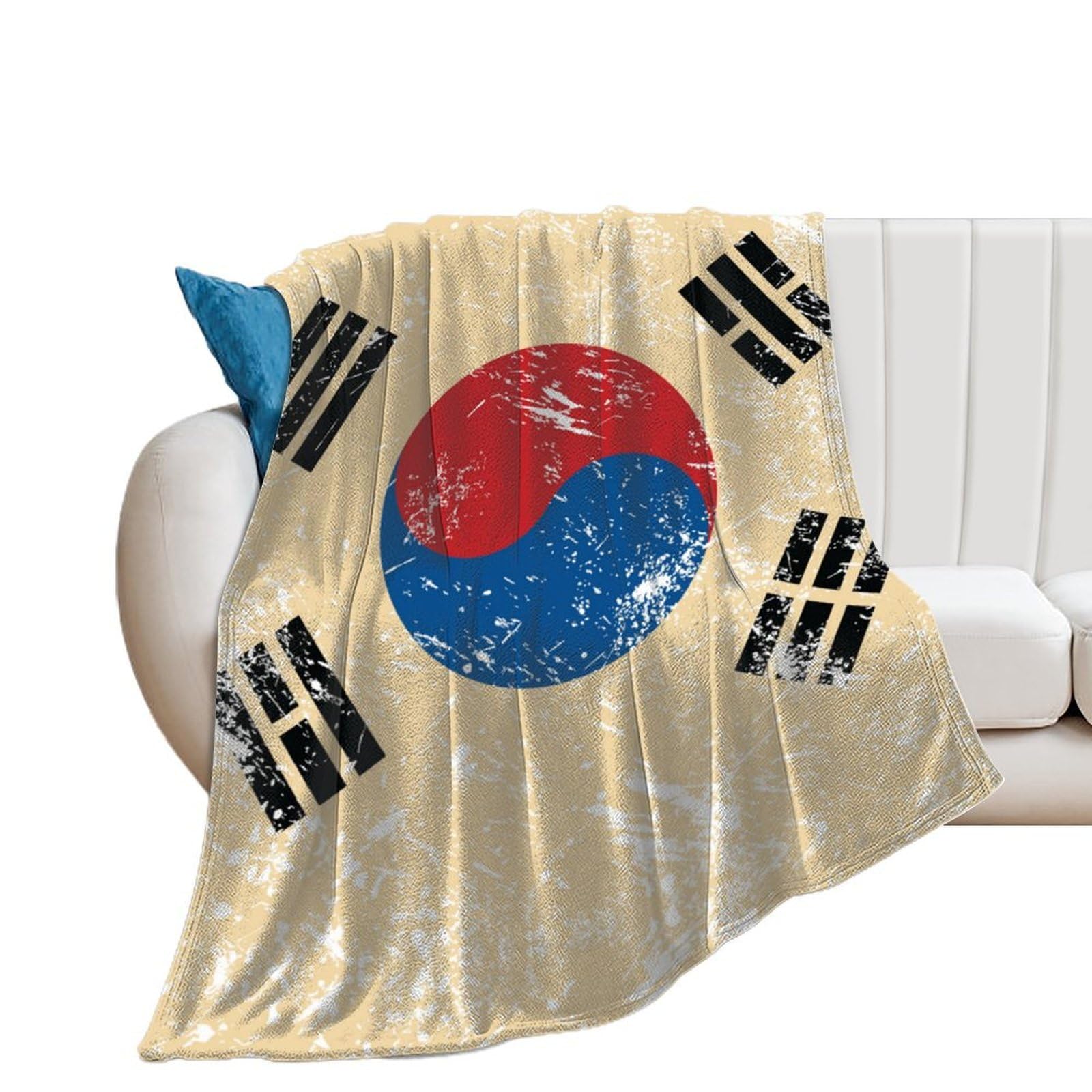 OUTBDNVFSA Vintage South Korea Flag Throw Blanket Lightweight Summer Blankets for Bed Sofa Camping Travel