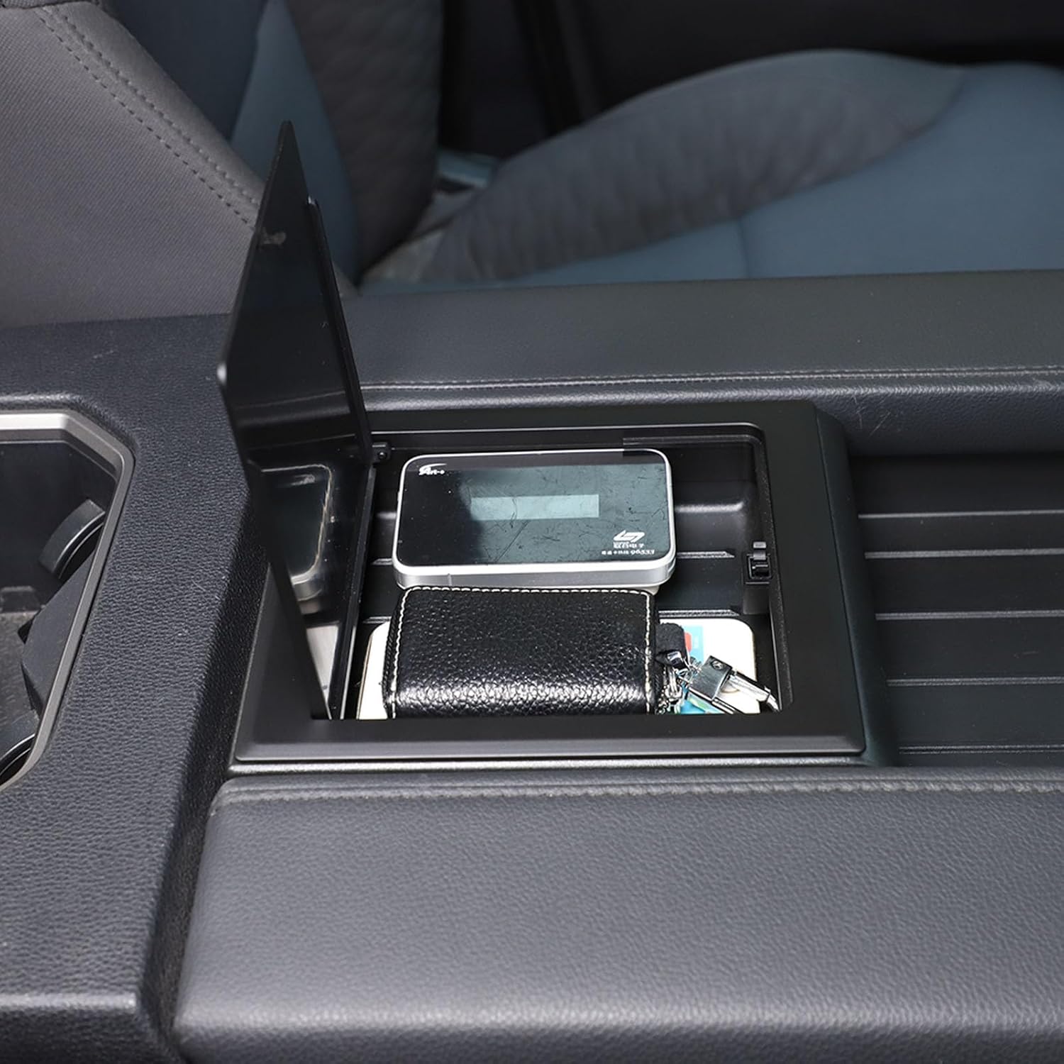 TOYCIDFG Armrest Storage Hidden Tray Cover Lid Compatible with Toyota Tundra 2022-2025, Center Console Storage Tray Lid Car Organizer Accessories (Black)