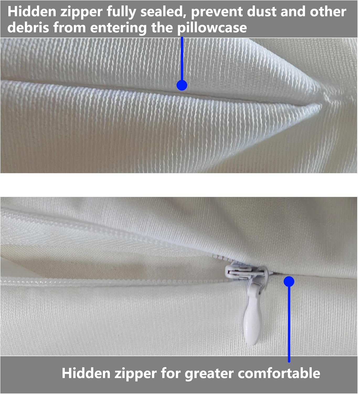 Waterproof Pillow Protectors 6 Pack King 20x38 Inches with Hidden Zipper Dust Moisture Sweat Proof Pillow Case Cover Protector Soft Comfortable White (6, King 20x38 inches )