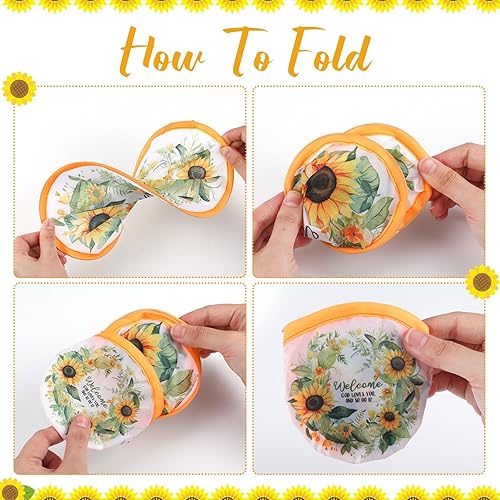 Vista 24 de Gejoy Ventilador plegable de 24 piezas de estilos abstractos, ventiladores de refrigeración compactos de mano, ventiladores redondos multifunción