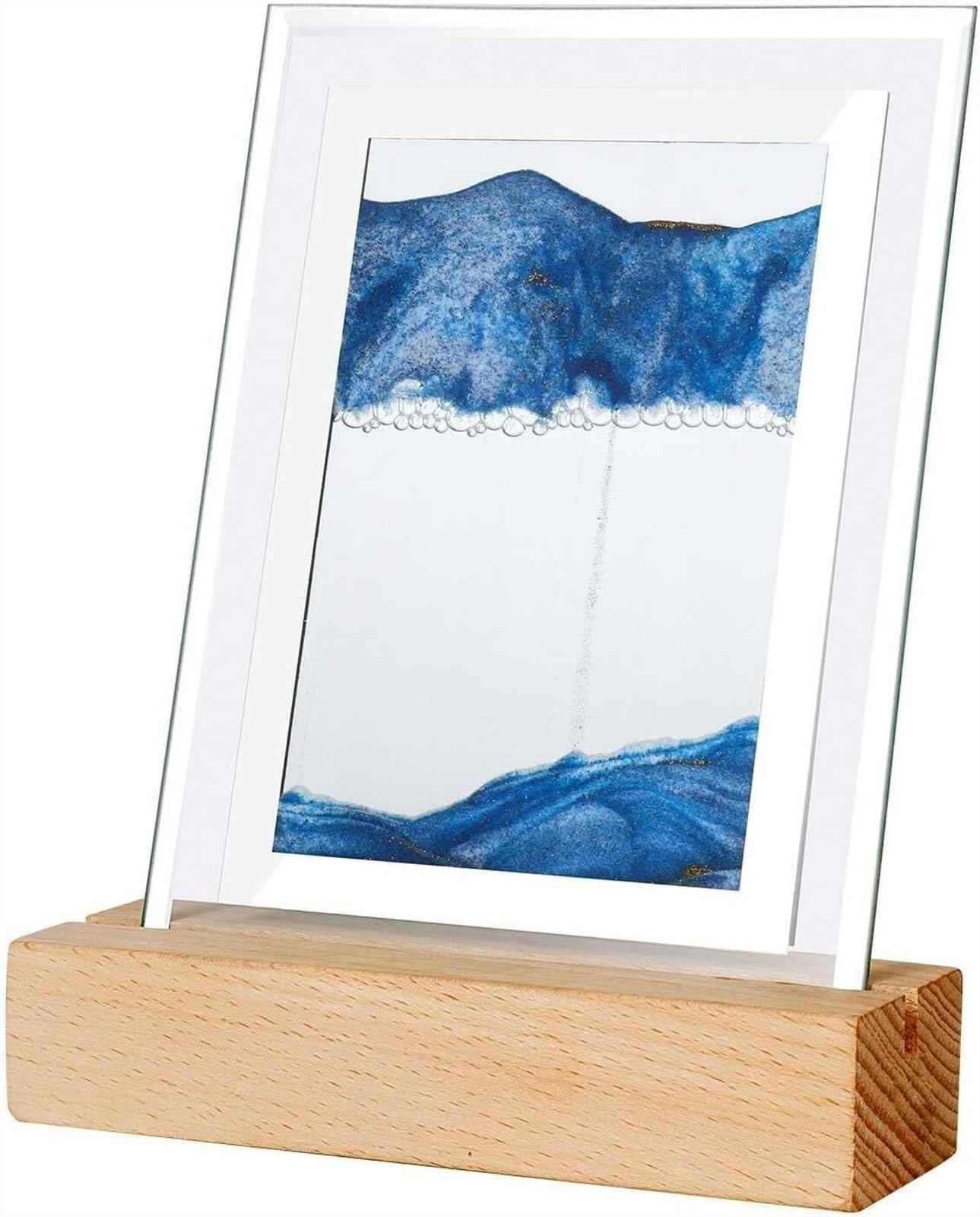 SXDMOUBK Quicksand Painting Table Lamp Dynamic Sand Art Liquid Motion Table Lamp, 3D Deep Sea Sandscape, Square Glass Frame Display Flowing Sand Relaxing Gift For Home Office Desktop Decoration
