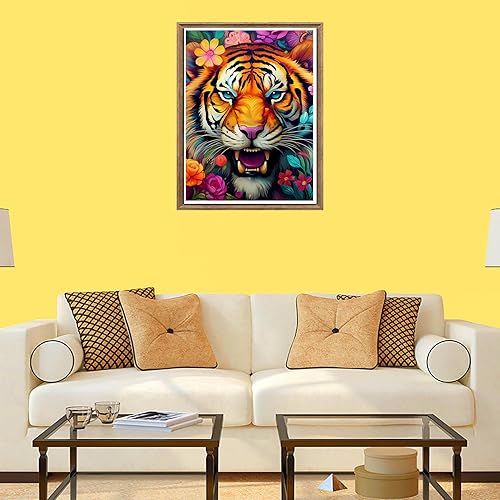 Miniatura 22 de Bimkole Kits de arte de diamantes 5D para adultos, abrazo de tigre blanco, juego de bordado de diamantes de imitación de taladro completo, pintura