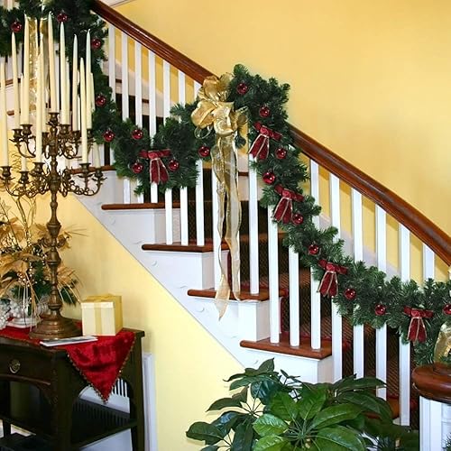 Miniatura 5 de Guirnalda verde de Navidad de 9 pies, planta artificial de corona de torsión de vegetación de alta calidad, guirnalda de vegetación de Navidad para