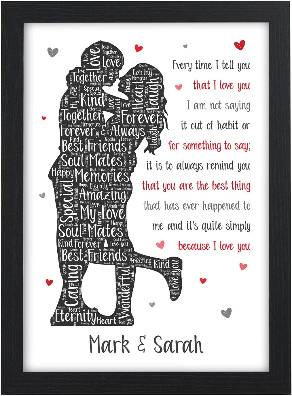 Personalised I Love You Gifts for Him, Couples, Husband, Wife, Girlfriend, Boyfriend, Mr and Mrs - Birthday Christmas Gifts for Him, Her, Couples - ANY NAMES - Valentines Gifts