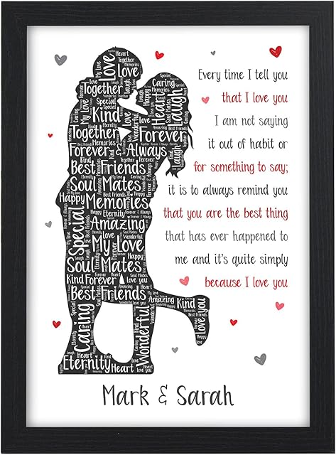 Personalised I Love You Gifts for Couples, Husband, Wife, Girlfriend, Boyfriend, Mr and Mrs - Birthday Christmas Gifts for Him, Her, Couples - ANY NAMES - Valentines Gifts